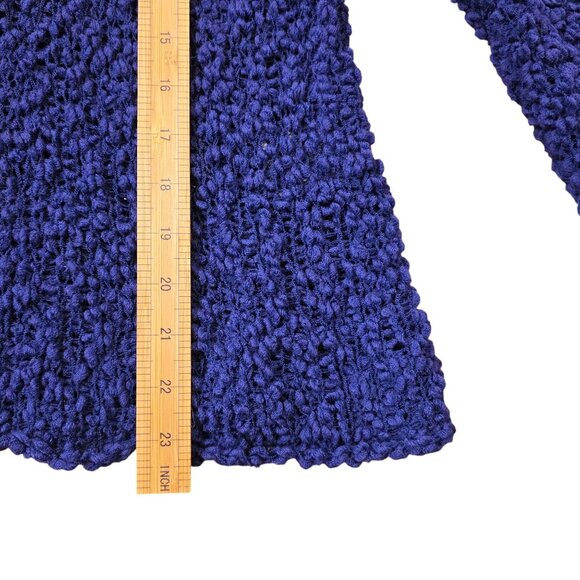 Eileen Fisher Blue Violet Nubby Italian Wool Blend Funnel Mock Neck Sweater L - Picture 9 of 11